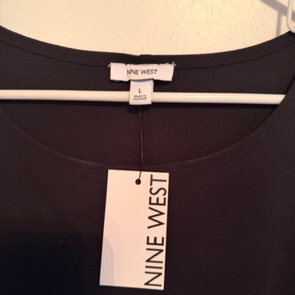 Women’s Nine West Black Cap Sleeve Sheath Dress Size L New with Tags - Picture 4 of 7